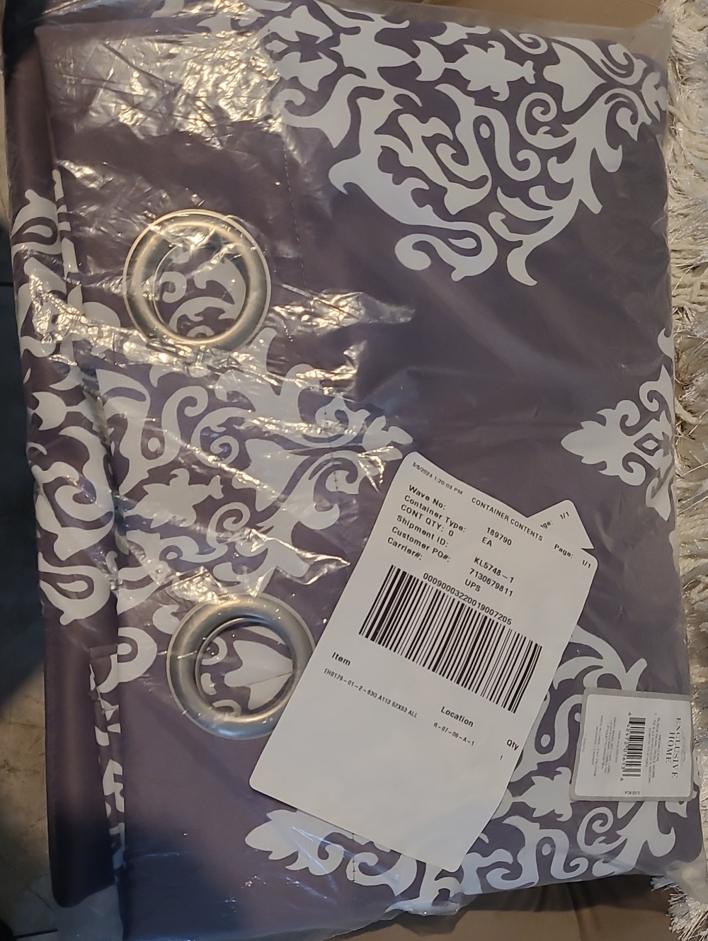 2 Decorative Gray  and White Grommet Curtain Panel - Home Accents